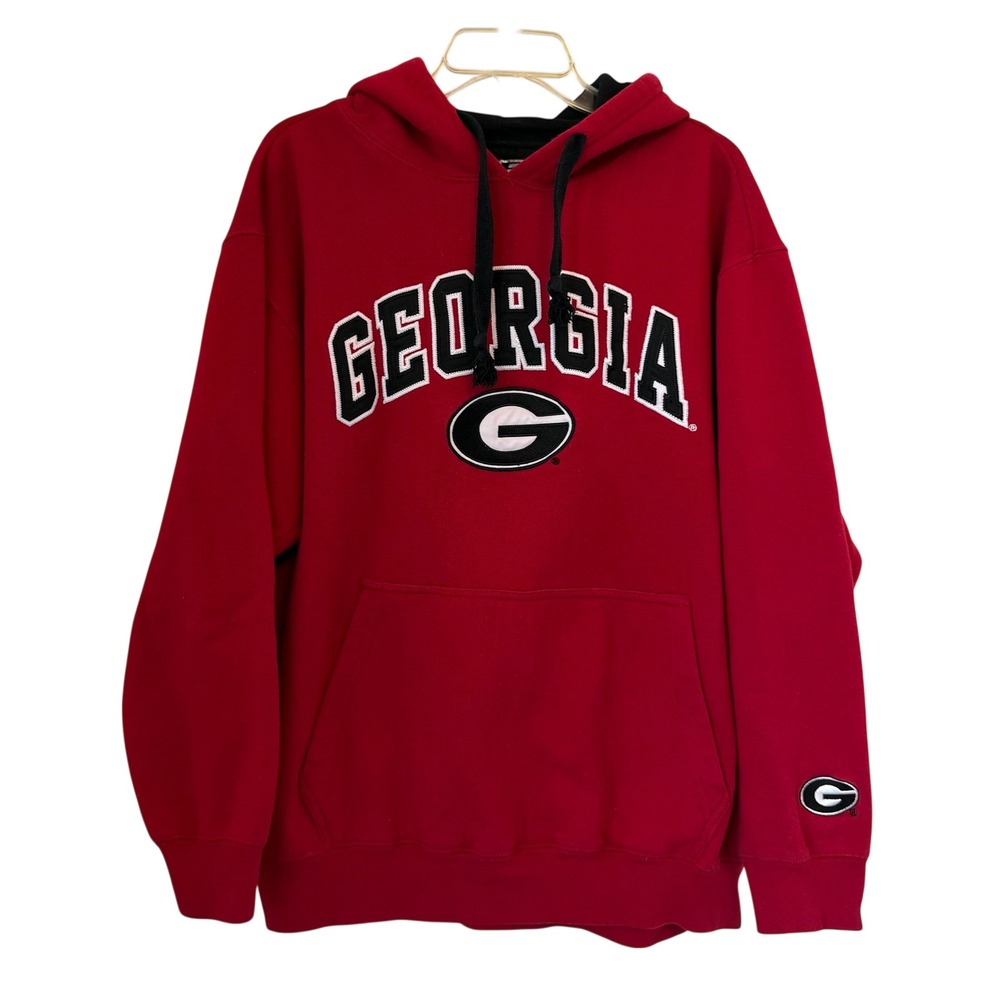 Georgia Bulldogs‎ Hoodie E5 Sports XL Red Collegiate Sewn Logo Sweatshirt READ